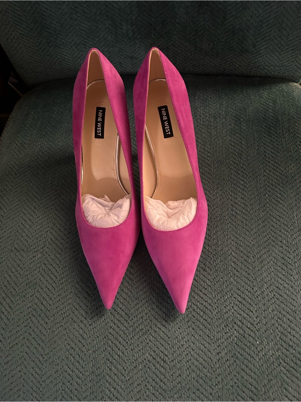 Nine West Hot Pink Pointed Toe Suede Pumps